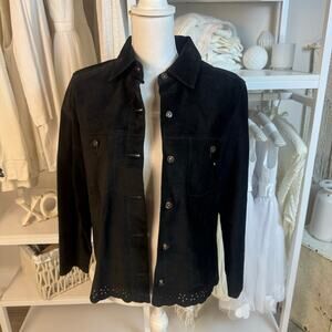 Ivy Women's Size S 100% Wool Black Button Up Shirt Jacket #3318